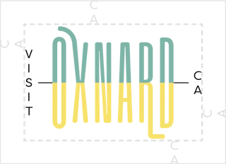 Vibrant logo with cheerful green and yellow "Oxnard", flanked by upbeat "Visit" and "CA", welcoming visitors to Oxnard, CA.